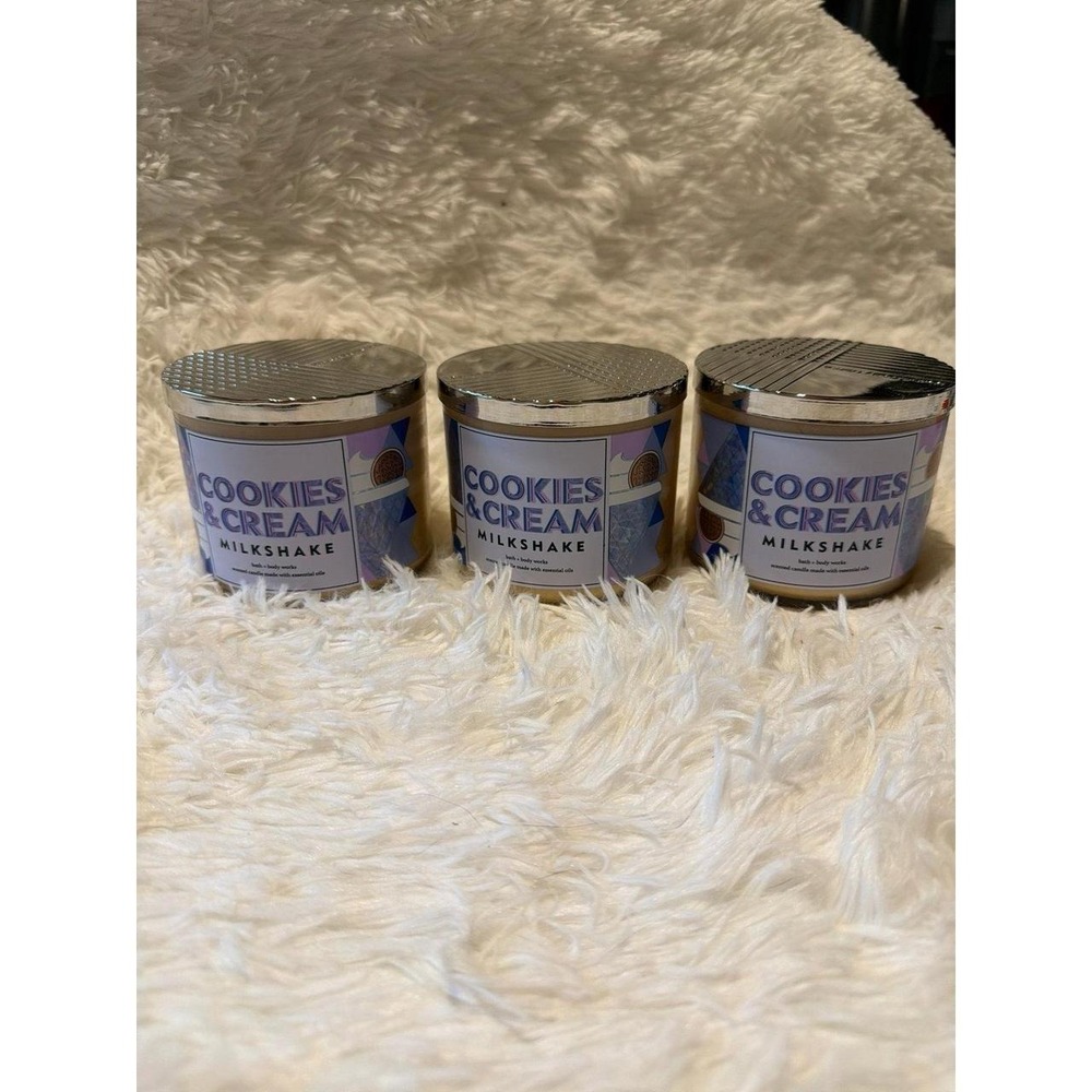 Bath & Body Works Cookies & Cream Milkshake Scented Candles set of 3